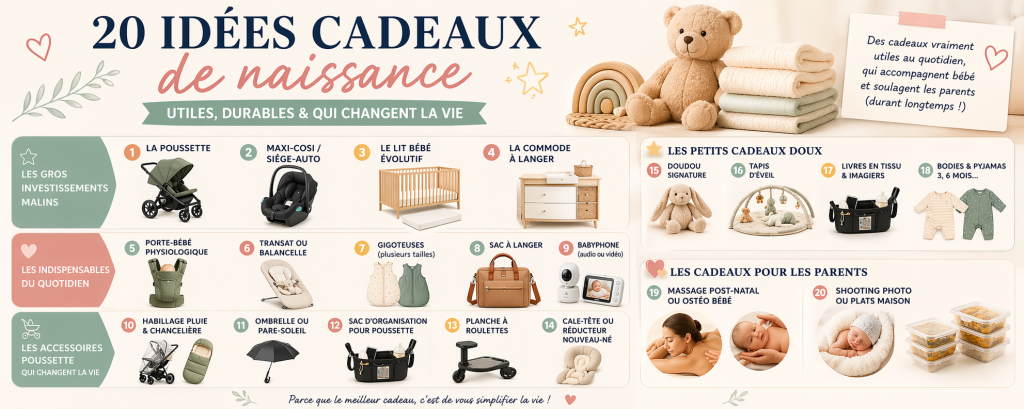 20 idées de cadeaux pour liste de naissance